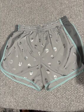 Victoria's Secret PINK Gray Skull Print Athletic Shorts with Mint Trim